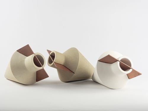 Anfore - beige | Vase in Vases & Vessels by gumdesign. Item made of metal with marble works with modern style