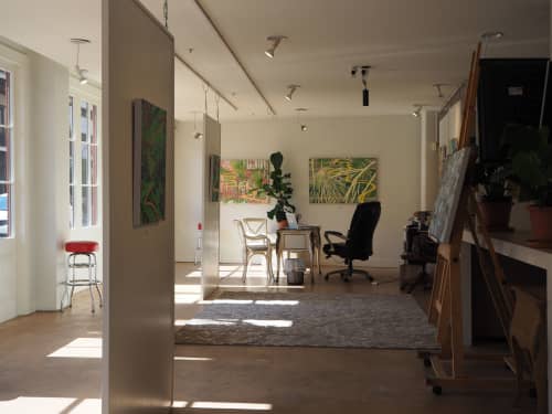 River Of Palms Show | Oil And Acrylic Painting in Paintings by Anne Blenker. Item made of canvas