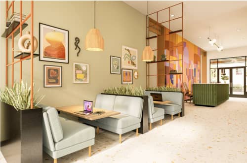 Geometric Abstract Lobby Mural — Arthaus Telegraph | Public Art by Blaise Danio | Arthaus Telegraph in Berkeley