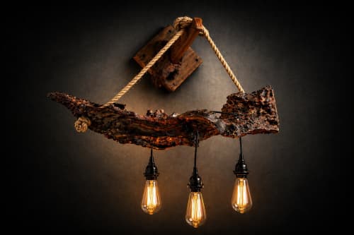 Live Edge Redwood Burl Pendant Light with Edison Bulbs | Pendants by DapperwoodSF. Item made of wood compatible with contemporary and modern style