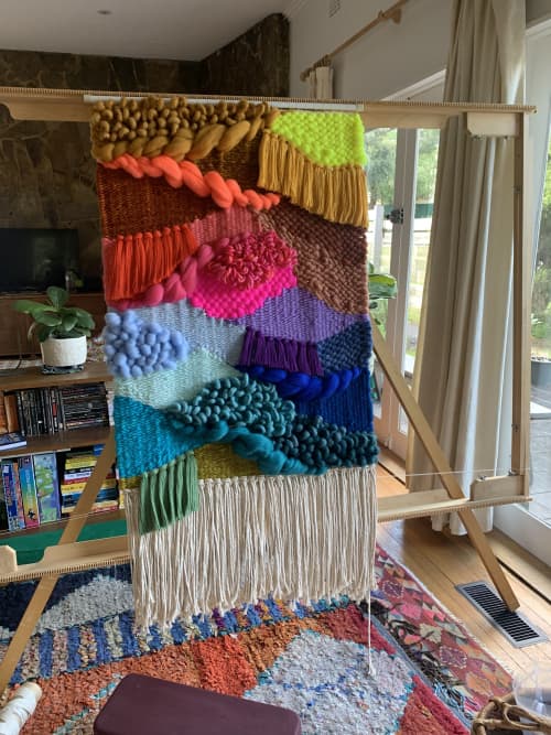 abstract imagined landscape | Macrame Wall Hanging in Wall Hangings by Maryanne Moodie. Item composed of fabric and fiber