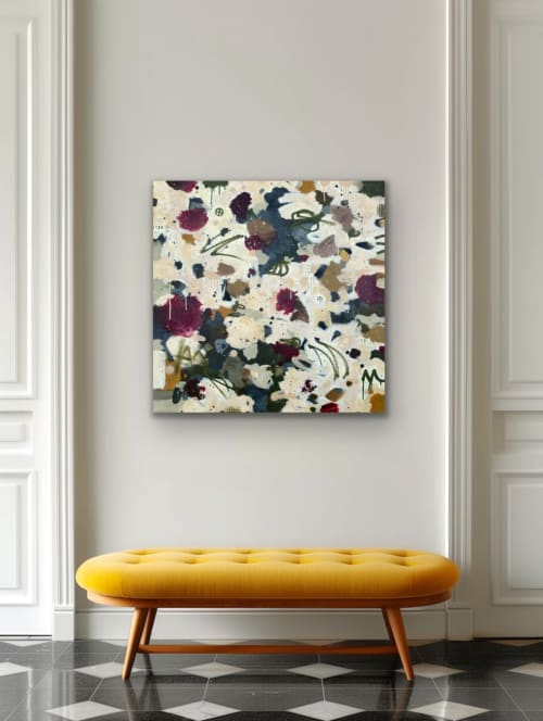 Red Orchid | Mixed Media by Jennifer Patzer Art. Item composed of canvas compatible with mid century modern and contemporary style