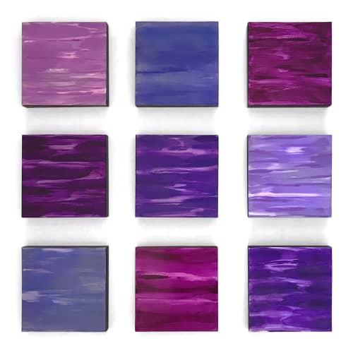 Wall of Color, Purples, 9 panels, by Paula Gibbs | Oil And Acrylic Painting in Paintings by Paula Gibbs | Tucson in Tucson. Item made of wood
