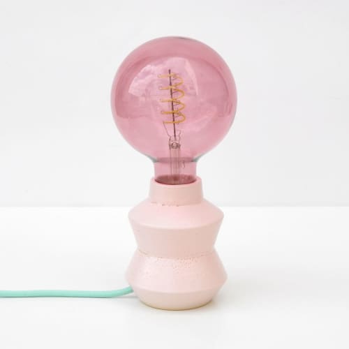 Zig Zag Table Lamp - Pink | Lamps by niho Ceramics. Item made of stoneware compatible with minimalism and contemporary style