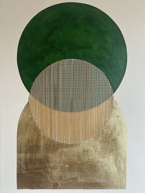Gilded Age No. 3 | Paintings by Ayse Sirin Budak. Item made of oak wood with canvas works with minimalism & mid century modern style