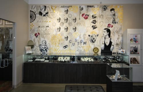 Vintage Jewelry Illustration Mural | Murals by William Goodman Art | Beckham Jewelry Company in Jackson