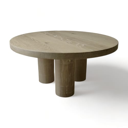 Chunky three legged coffee table | Tables by Crafted Glory. Item made of wood works with scandinavian style