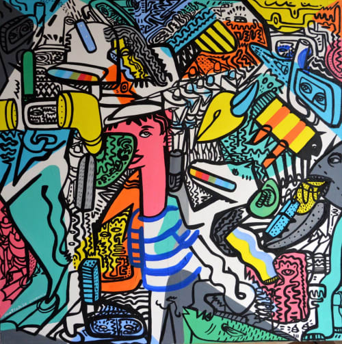 a cellular transformation | Oil And Acrylic Painting in Paintings by Matlakas. Item composed of canvas and synthetic