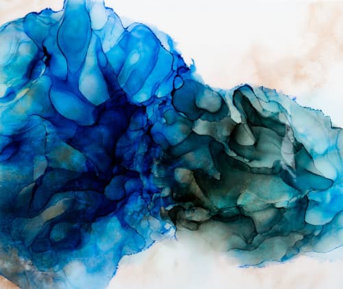 'FLUID IX' - Luxury Multi-Layered Resin and Alcohol Inks Art | Oil And Acrylic Painting in Paintings by Christina Twomey Art + Design. Item composed of synthetic in contemporary or modern style