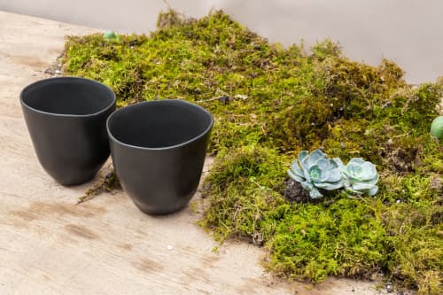 Matte Black Cup Set | Drinkware by Laura Letinsky. Item made of ceramic