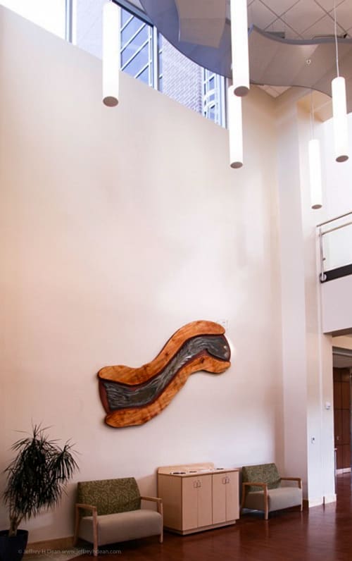 Seasons of the Sockeye | Engraving in Art & Wall Decor by Jeffrey H Dean | Central Peninsula Hospital in Soldotna. Item made of wood & steel