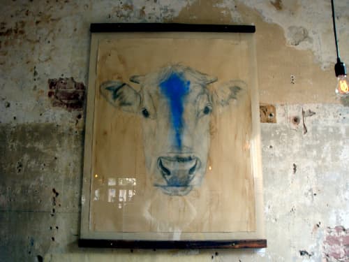 Blue Cow | Oil And Acrylic Painting in Paintings by Meagan Donegan | Pizzaiolo in Oakland