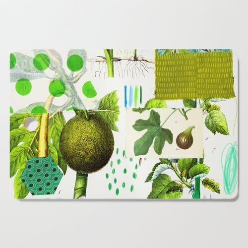 Green Botanical Cutting Board | Serving Board in Serveware by Pam (Pamela) Smilow. Item composed of wood