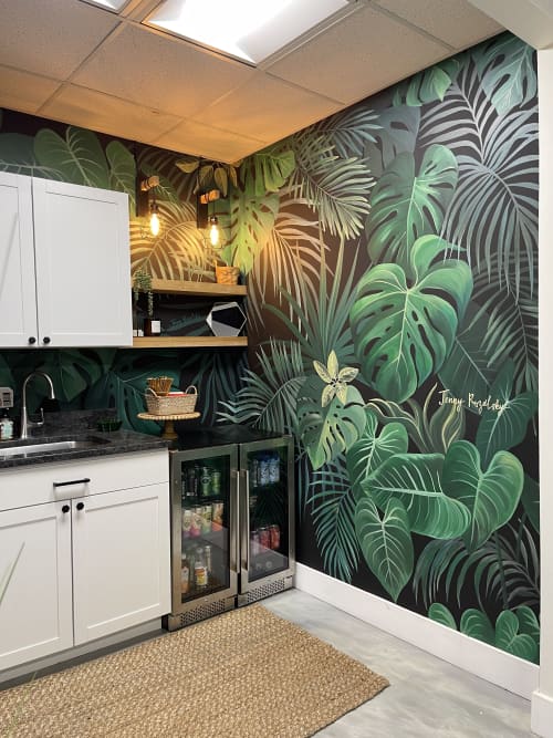 Charcoal Tropical Mural | Murals by Jenny Rozalsky Custom Murals | Space Coast Content Studio in Melbourne. Item in contemporary or coastal style