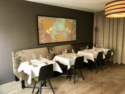 DINING AT OAK's (OAK  Michelin star restaurant) | Mixed Media by Beddru. Item composed of synthetic