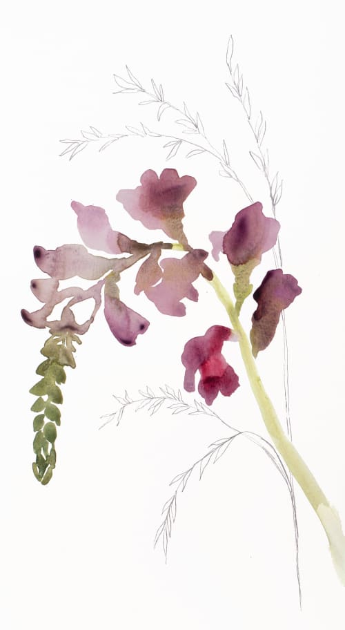 Floral No. 18 : Original Watercolor Painting | Paintings by Elizabeth Becker. Item made of paper compatible with minimalism and contemporary style