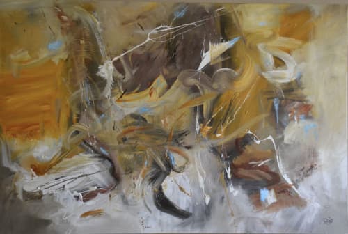 Warm Expressions Acrylic Contemporary Abstract | Oil And Acrylic Painting in Paintings by Strokes by Red - Red (Linda Harrison). Item composed of canvas