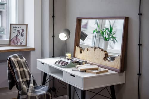 Live Edge Walnut Mirror / one-of-a-kind /Wall Mirror | Decorative Objects by ColombeFurniture``. Item composed of walnut and glass