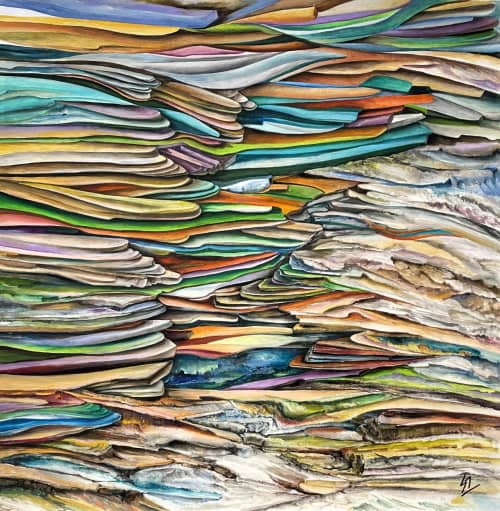 'Cliff Ridges' | Oil And Acrylic Painting in Paintings by Sangeeta Sagar. Item made of paper works with contemporary & modern style