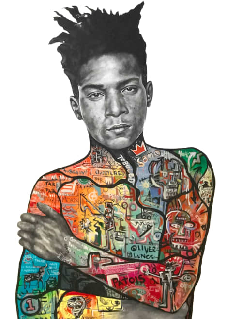 Jean-Michel Basquiat | Oil And Acrylic Painting in Paintings by Anthony Hernandez Art. Item made of canvas with synthetic