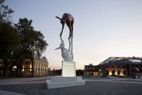 LA RENCONTRE  -  THE ENCOUNTER | Public Sculptures by COOKE-SASSEVILLE | Videotron Center in Québec. Item made of stone & synthetic