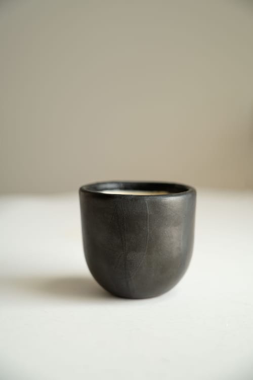 Black Stoneware Espresso Coffee Cup | Drinkware by Creating Comfort Lab. Item made of stoneware works with minimalism & contemporary style