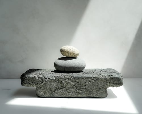 Extra Large Concrete Riser in Textured Stone Grey Concrete | Sculptures by Carolyn Powers Designs. Item composed of concrete compatible with minimalism and contemporary style