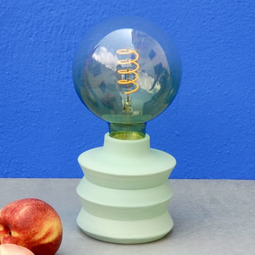 Zig Zag Table Lamp Turquoise | Lamps by niho Ceramics. Item composed of ceramic compatible with minimalism and contemporary style