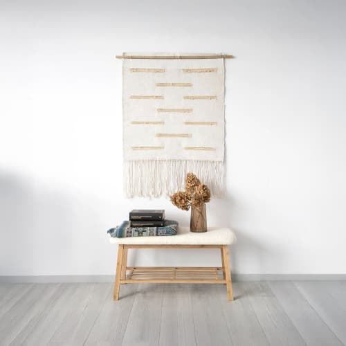 Bambu Viivoja - Cotton Tapestry | Wall Hangings by Lale Studio & Shop. Item composed of bamboo and cotton in boho or minimalism style