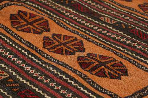 Vintage Afghan Kilim with Polychromatic Geometric Pattern | Area Rug in Rugs by Rug and Kilim. Item made of wool