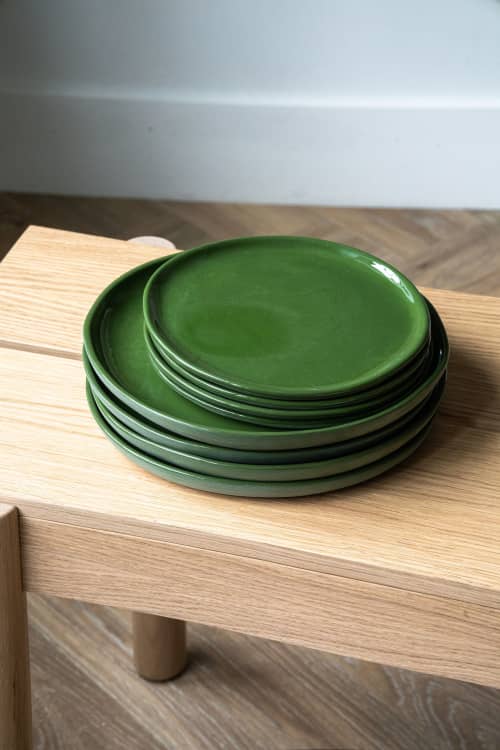 Handmade Porcelain Dinner Plates. Green | Dinnerware by Creating Comfort Lab