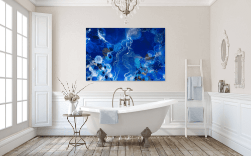 'MAN-O-WAR' Luxury Ocean Seascape Epoxy Resin Abstract Art | Mixed Media by Christina Twomey Art + Design. Item made of synthetic
