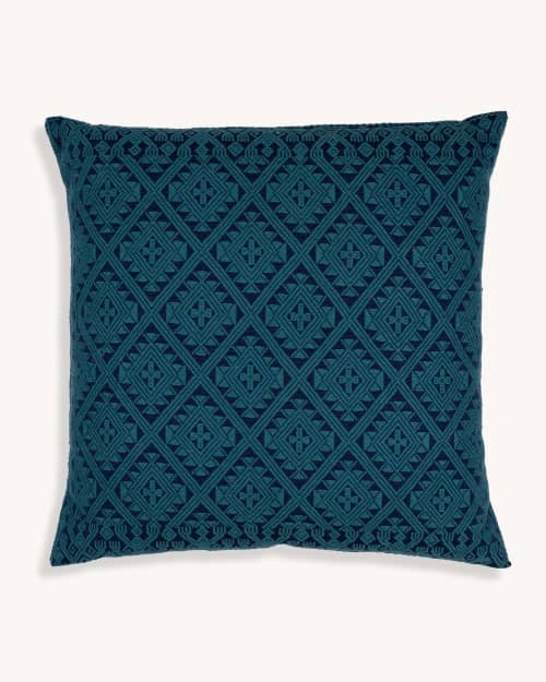 Zuma Handwoven Cushion Cover (TEAL) | Sham in Linens & Bedding by Routes Interiors. Item made of cotton compatible with boho and eclectic & maximalism style