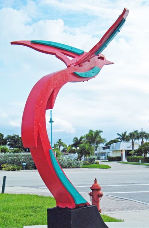 Hummingbird | Public Sculptures by Gus Lina Art. Item made of steel