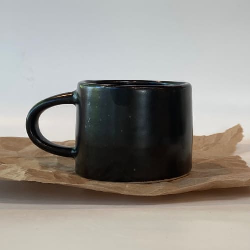 Modern Black Coffee Mug, Short Contemporary Coffee Cup | Drinkware by cursive m ceramics. Item made of ceramic