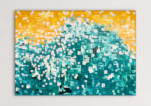Wave | Oil And Acrylic Painting in Paintings by Alessia Lu. Item made of canvas works with contemporary & coastal style