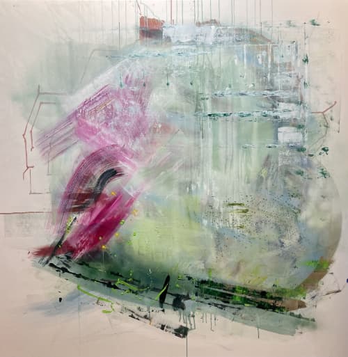 Sliding | Oil And Acrylic Painting in Paintings by Marine Gueguen Strage. Item composed of canvas and synthetic