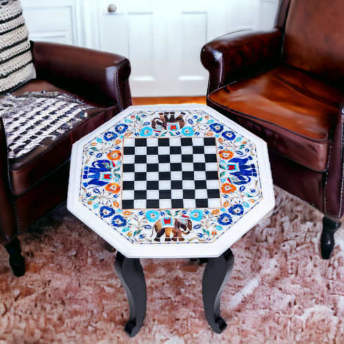 Marble chess table for gift, Handmade chess table, tabletop | Side Table in Tables by Innovative Home Decors. Item composed of marble