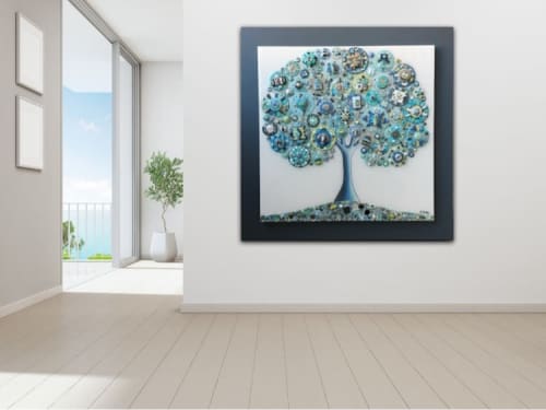 Tree of Love - "Sea Dream" | Mixed Media by Cami Levin. Item composed of wood and stone in contemporary or eclectic & maximalism style