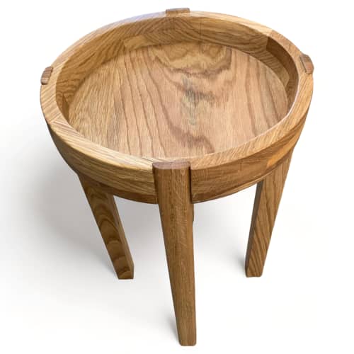 Oak Circular Side Tables | Tables by The 1906 Gents. Item made of oak wood