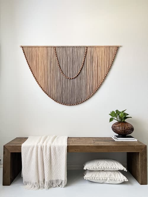 Neutral Boho Yarn Wall Art | Macrame Wall Hanging in Wall Hangings by Mercy Designs Boho. Item composed of birch wood & fiber compatible with boho and minimalism style