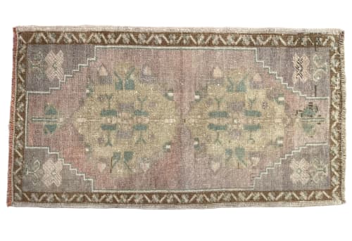 Vintage Turkish rug doormat | 1.9 x 3.2 | Small Rug in Rugs by Vintage Loomz. Item composed of wool compatible with boho and mediterranean style