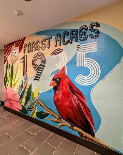 Forest Acres | Murals by Christine Crawford | Christine Creates | The Cardinal in Columbia. Item made of synthetic