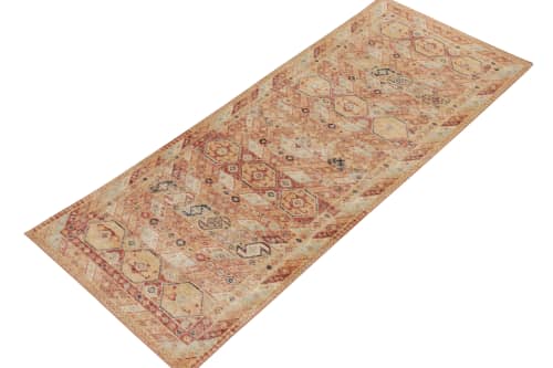 Distressed Tribal runner in Orange, Red & Blue pattern | Area Rug in Rugs by Rug and Kilim
