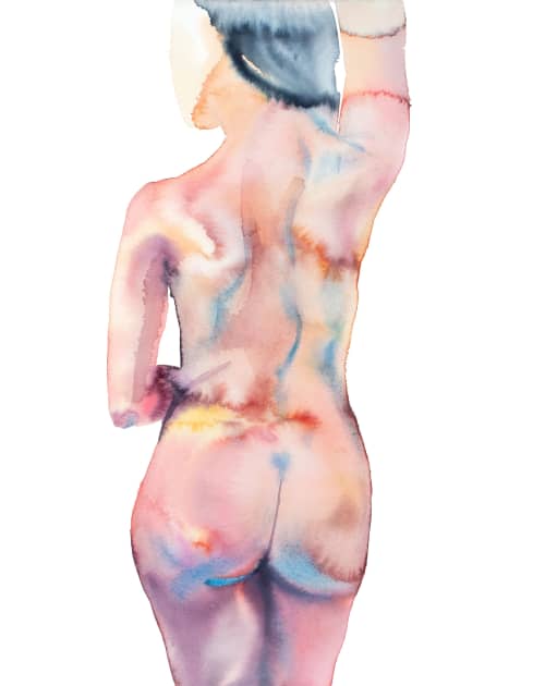 Nude No. 124 : Original Watercolor Painting | Paintings by Elizabeth Becker. Item made of paper works with minimalism & contemporary style