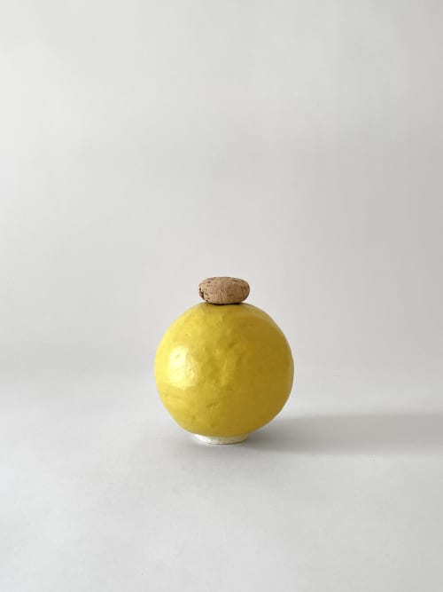 Edwina Vase in Yellow | Vases & Vessels by Meg Morrison. Item composed of ceramic in mid century modern or country & farmhouse style