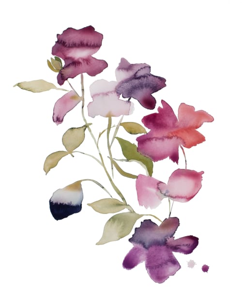 Rose Study No. 83 : Original Watercolor Painting | Paintings by Elizabeth Becker. Item composed of paper in boho or minimalism style