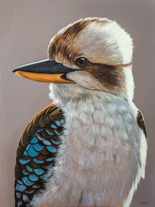 Harry - Australian Kookaburra | Oil And Acrylic Painting in Paintings by Ebony Bennett - Birdwood Illustrations