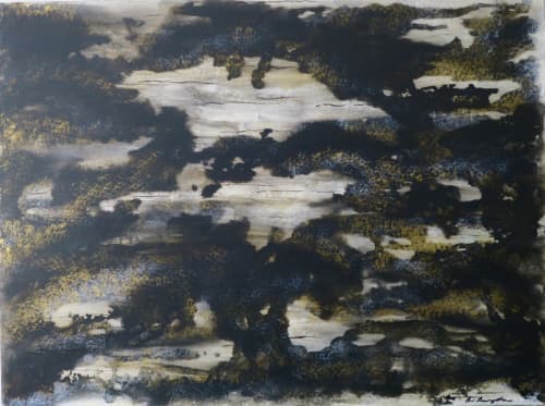 Golden Mist #2 | Oil And Acrylic Painting in Paintings by Chris Baumgartner-artist. Item composed of canvas