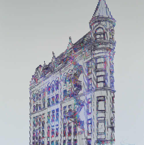 THE FLAT IRON BUILDING TORONTO | Oil And Acrylic Painting in Paintings by Virginie SCHROEDER. Item made of canvas works with art deco style